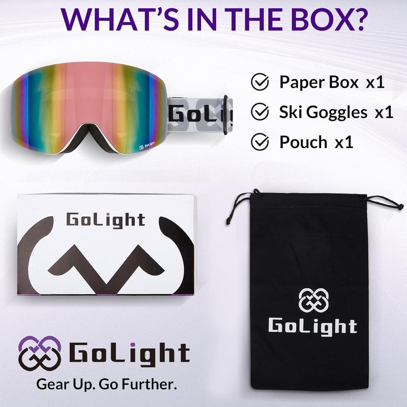 Golight XL Frameless Ski Goggles – OTG Snowboard Goggles with Anti-Fog Lens, UV400 REVO Mirror Protection for Men & Women - Image 4